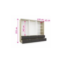 Cezar 239 - 3 ajtós 6 fiókos gardróbszekrény