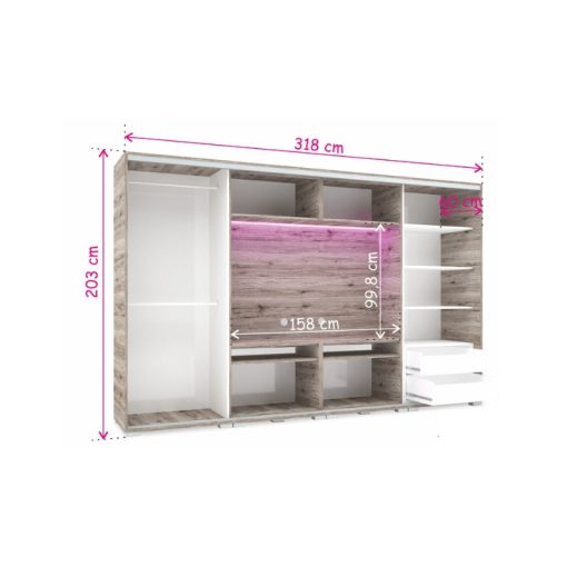Bond 318 - 4 ajtós TV-s gardróbszekrény
