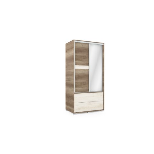 Cezar 120 - 2 ajtós 4 fiókos tükrös gardróbszekrény