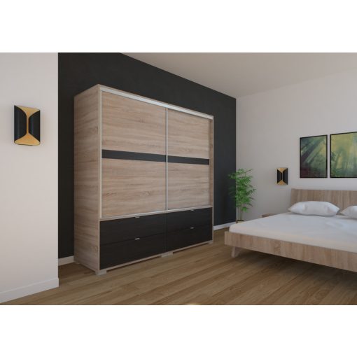 Cezar 200 - 2 ajtós 4 fiókos gardróbszekrény