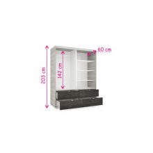 Cezar 120 - 2 ajtós 4 fiókos gardróbszekrény