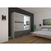 Cezar 200 - 2 ajtós 4 fiókos tükrös gardróbszekrény