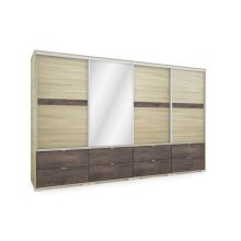 Cezar 318 - 4 ajtós 8 fiókos tükrös gardróbszekrény