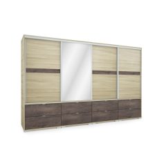 Cezar 318 - 4 ajtós 8 fiókos tükrös gardróbszekrény