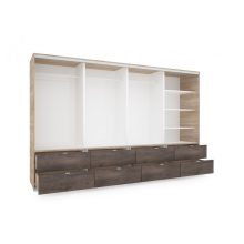 Cezar 318 - 4 ajtós 8 fiókos tükrös gardróbszekrény